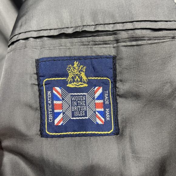 Vintage Stanford Executive Virgin Wool Black/Gray Tweed Blazer Jacket Size 46L - Picture 7 of 16